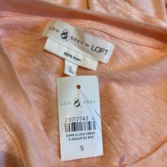 Lou & Grey for Loft peach linen tie front tee size small NWT - Picture 5 of 6